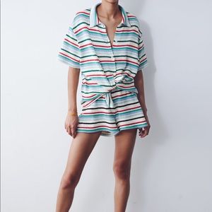 Zara striped jacquard t-shirt